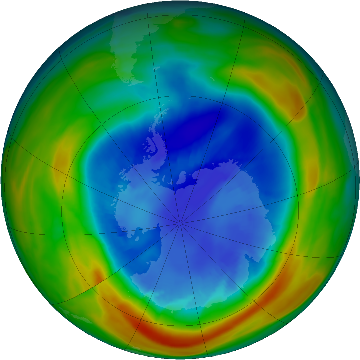 Antarctic ozone map for 01 September 2024